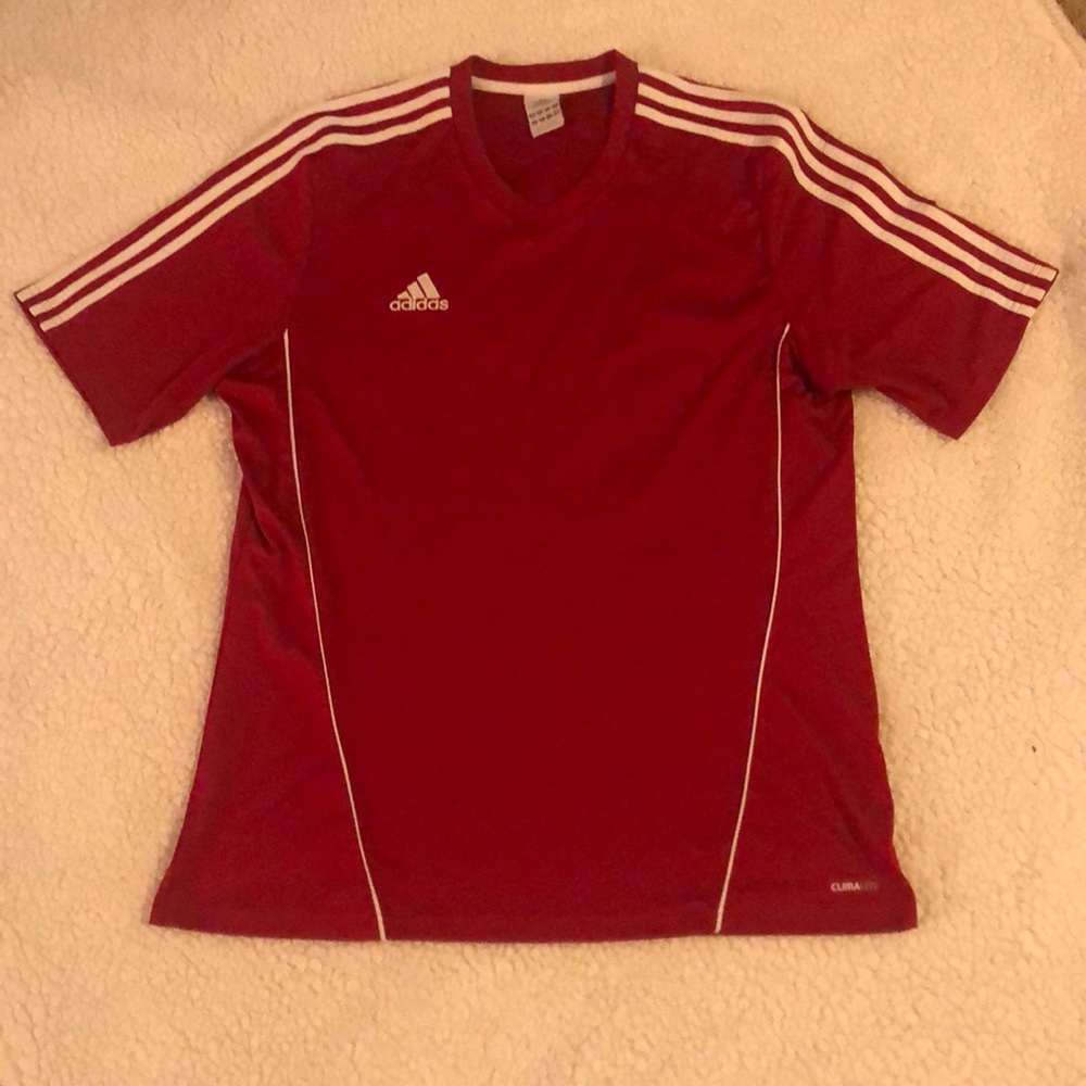 Men’s Adidas three stripe Climalite shirt